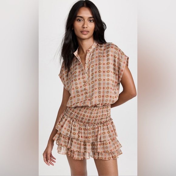 MISA Eloisa Dress Flora Medalion Tile Print Mini Dress Size Large (12-14) NEW - Picture 1 of 6